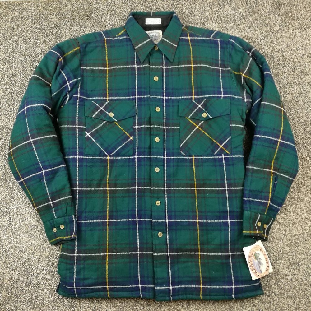 NWT Vintage Bay Area Traders Jacket Flannel Quilted Insulated Plaid Mens Medium